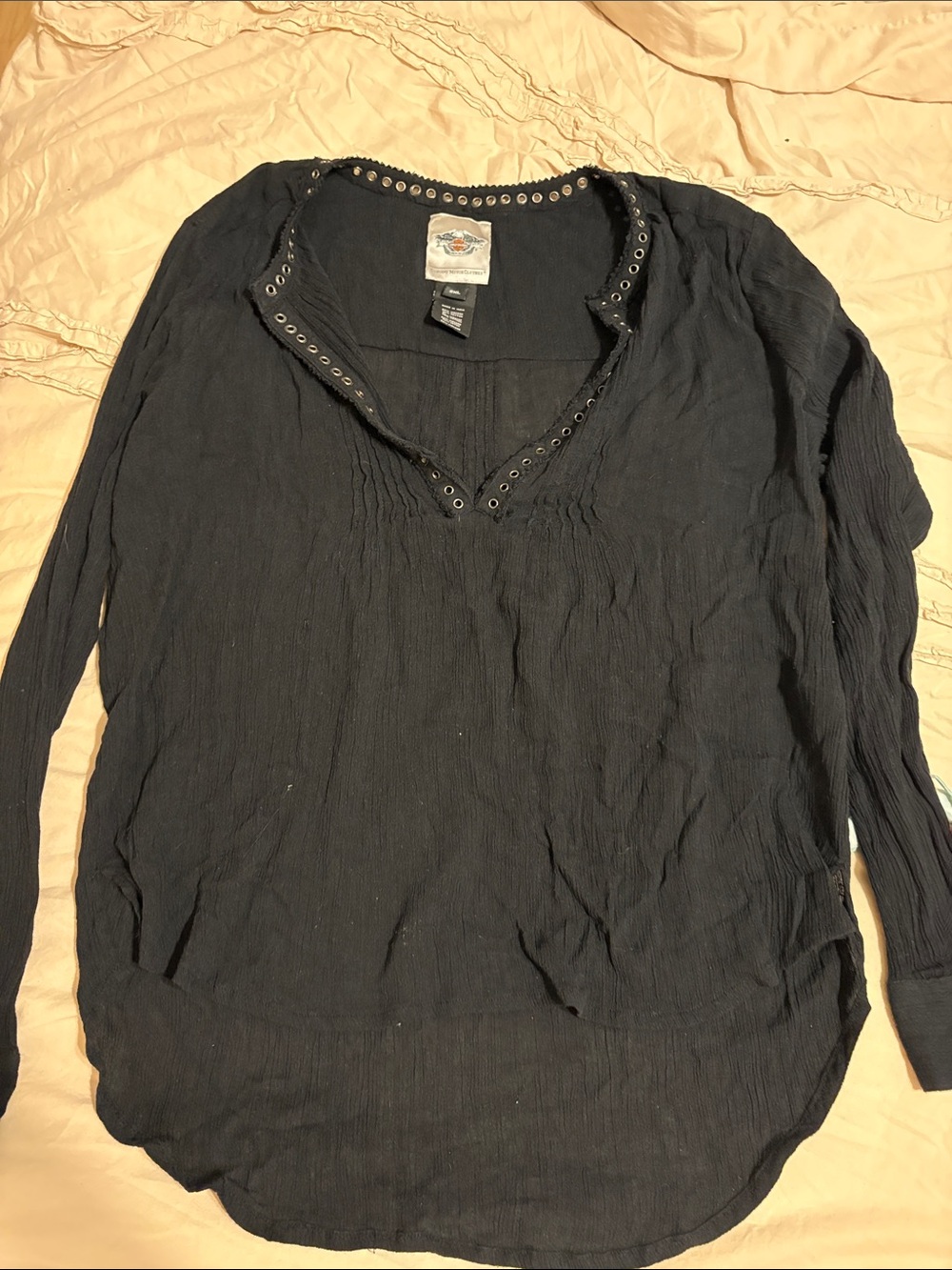 Harley-Davidson Black Label with Silver Logo Eyelet Detail 2XL